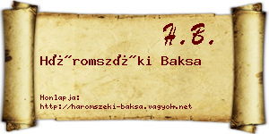 Háromszéki Baksa névjegykártya